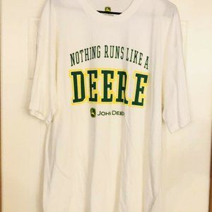 John Deere Custom White/Green T-Shirt Xl Pre Owned Custom Print With Logo